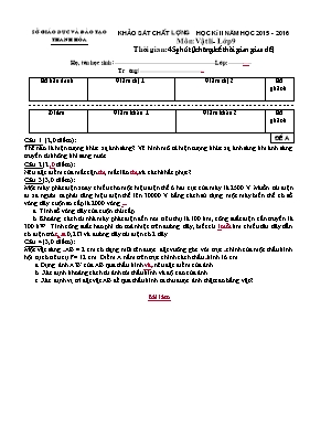 Đề khảo sát chất lượng học kỳ II môn Vật lí Lớp 9 - Năm học 2015-2016 - Sở GD & ĐT Thanh Hóa (Có đáp án)